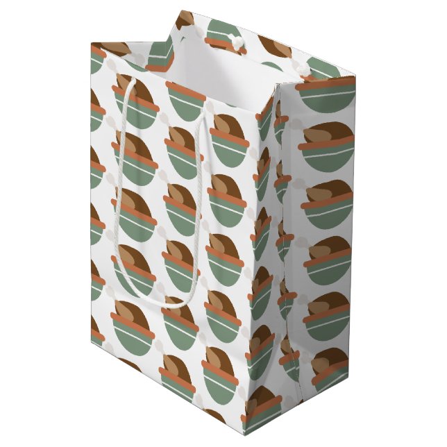 Thanksgiving Turkey Theme Pattern Medium Gift Bag (Front Angled)
