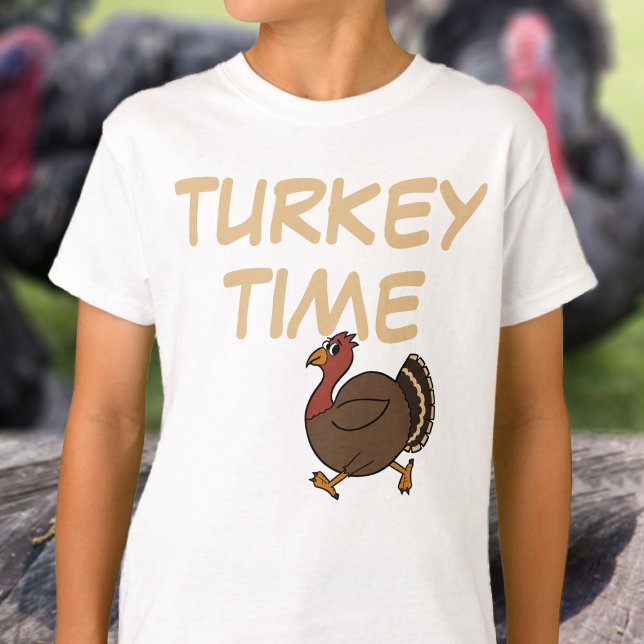 Thanksgiving Turkey Time Custom Funny Kids T-Shirt (A fun shirt to wear at Thanksgiving. It's Turkey Time!)