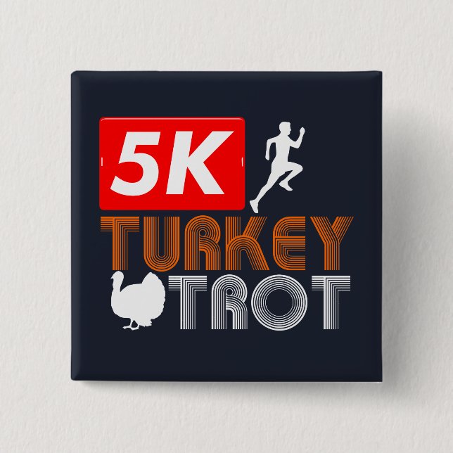 Thanksgiving Turkey Trot Fall Holiday 15 Cm Square Badge (Front)