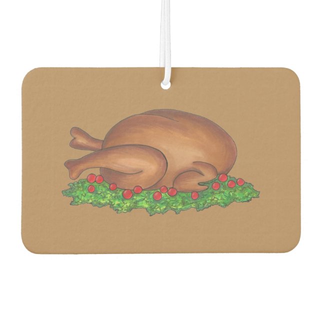Thanksgiving Turkey w/ Cranberries Dinner Foodie Car Air Freshener (Front)