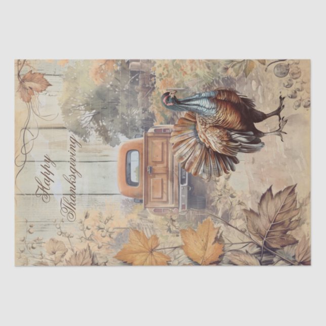 Thanksgiving Turkey Watercolor Tissue Paper (Front)