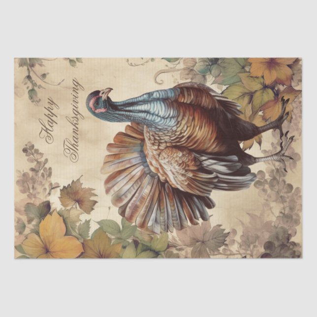 Thanksgiving Turkey Watercolor Tissue Paper (Front)