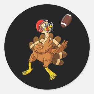 Thanksgiving Turkey Wide Receiver Football Boys Ki Classic Round Sticker