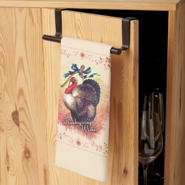 Thanksgiving Turkey Wishes Tea Towel (Thirds Fold)