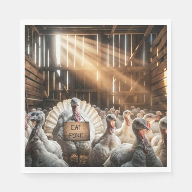 Thanksgiving Turkey With a Funny Sign Napkin (Front)