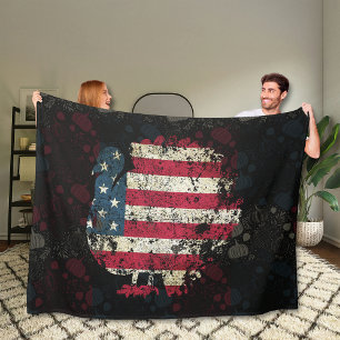 Thanksgiving Turkey With American Flag Fleece Blanket