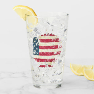 Thanksgiving Turkey With American Flag Glass