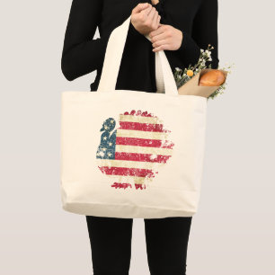 Thanksgiving Turkey With American Flag Large Tote Bag