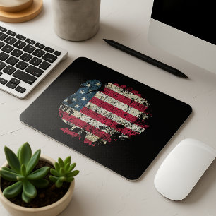 Thanksgiving Turkey With American Flag Mouse Pad