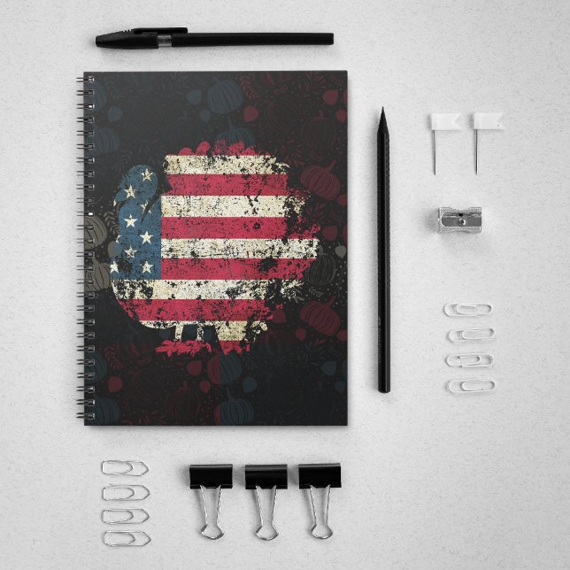 Thanksgiving Turkey With American Flag Notebook (Creator Uploaded)