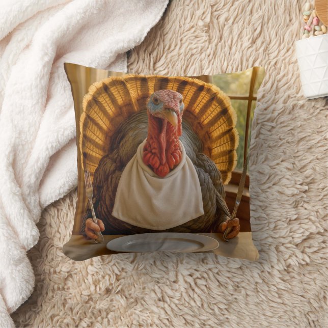 Thanksgiving Turkey With Knife and Fork Cushion (Blanket)