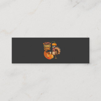 Thanksgiving Turkey with Pumpkin Hat Mini Business Card