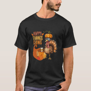 Thanksgiving Turkey with Pumpkin Hat T-Shirt