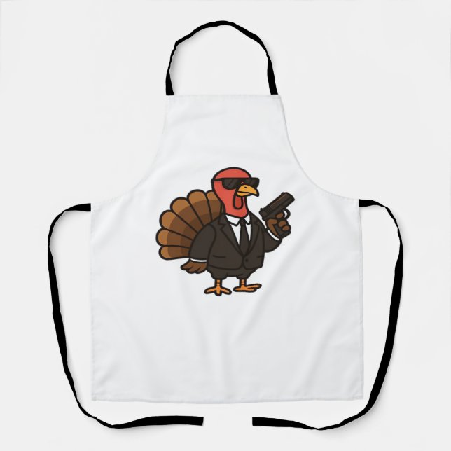 Thanksgiving Turkey with Pumpkin Pie Essential T-S Apron (Front)