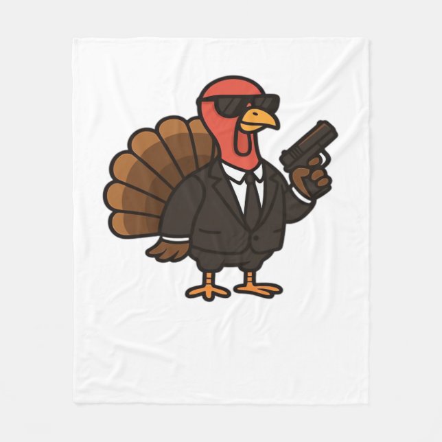 Thanksgiving Turkey with Pumpkin Pie Essential T-S Fleece Blanket (Front)