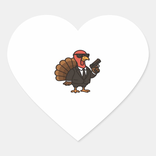 Thanksgiving Turkey with Pumpkin Pie Essential T-S Heart Sticker (Front)