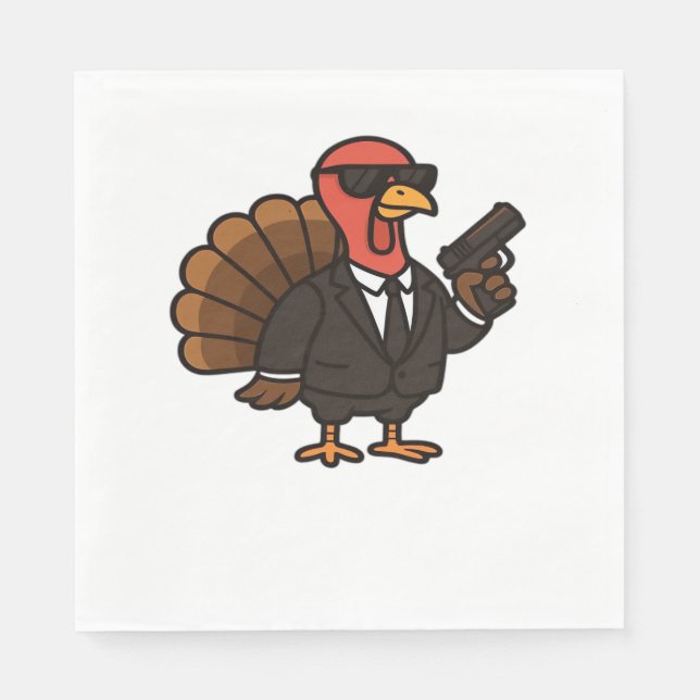 Thanksgiving Turkey with Pumpkin Pie Essential T-S Napkin (Front)