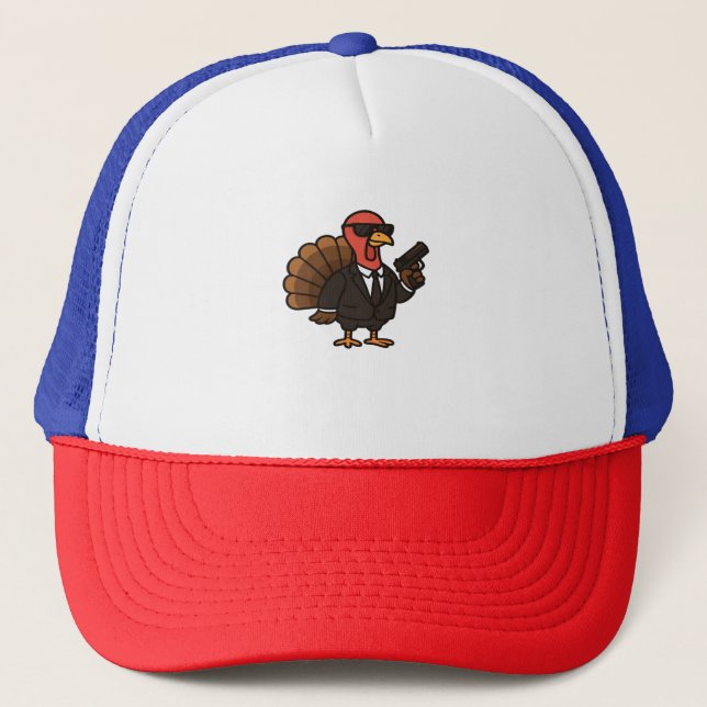 Thanksgiving Turkey with Pumpkin Pie Essential T-S Trucker Hat (Front)
