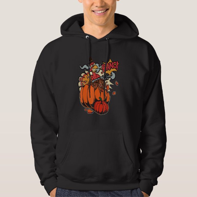 Thanksgiving Turkey with Pumpkin Shotgun 1 Hoodie (Front)