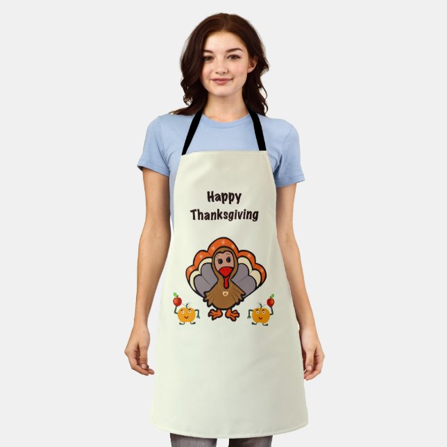 Thanksgiving turkey with pumpkins apron (Worn)