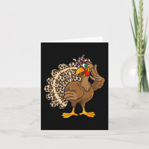 Thanksgiving Turkey Women Girl Leopard Print Autum Card