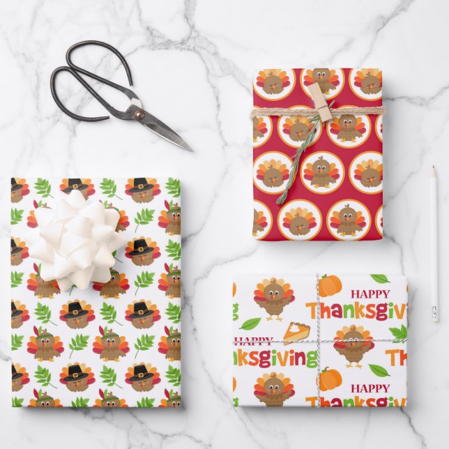 Thanksgiving Turkey Wrapping Paper Sheet (Front)