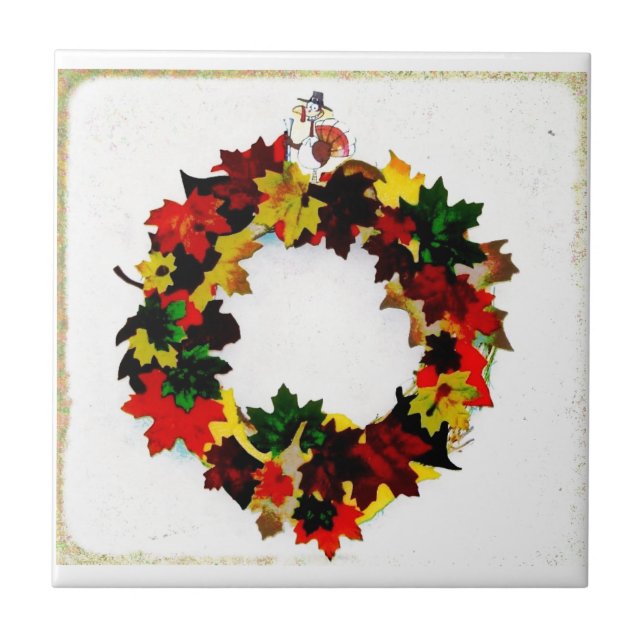 Thanksgiving Turkey Wreath Tile (Front)