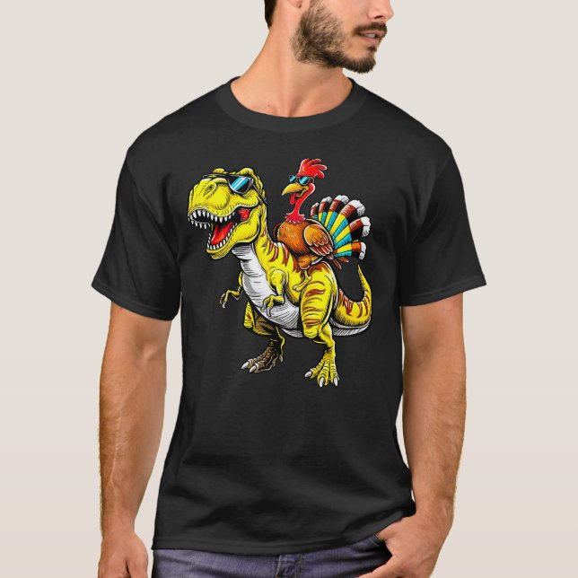 Thanksgiving Turkeysaurus T-Rex Turkey Dinosaur To T-Shirt (Front)