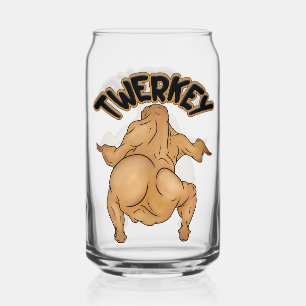 Thanksgiving Twerkey Drinkware Set Can Glass
