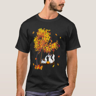 Thanksgiving Two Cats Wearing Hat Fall Tree Owner T-Shirt