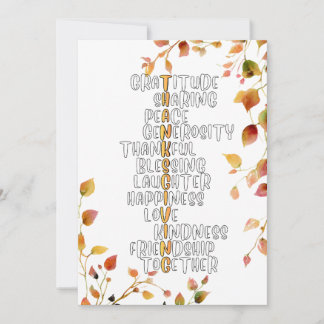 Thanksgiving Typography of Gratitude and Joy  Holiday Card