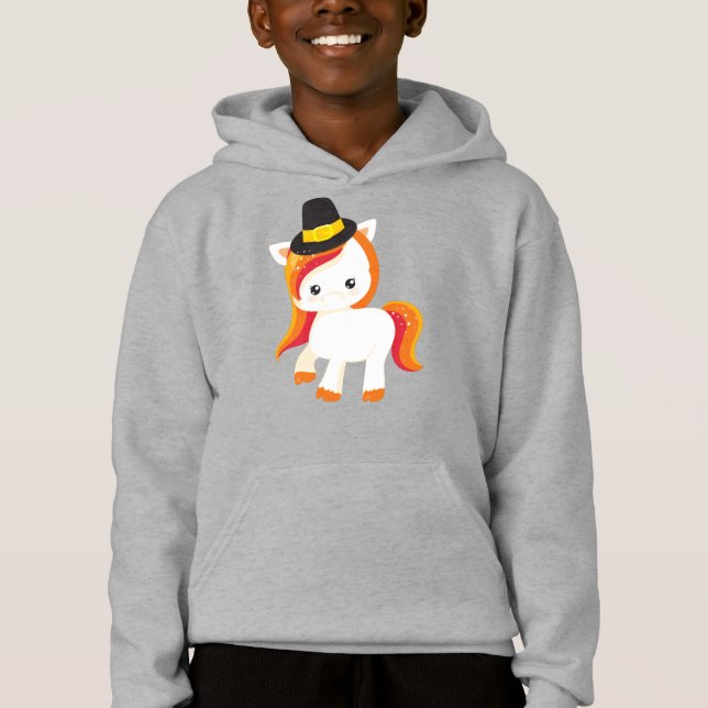 Thanksgiving Unicorn, Cute Unicorn, Pilgrim Hat (Front)