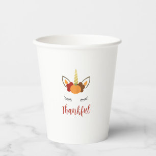 Thanksgiving Unicorn Family Outfit Paper Cups
