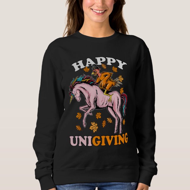 Thanksgiving Unicorn Turkey Day Unicorn Boys Girls Sweatshirt (Front)