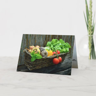 Thanksgiving Vegetable Harvest in a Basket Holiday Card