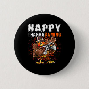 Thanksgiving Video Game Dabbing Turkey Pilgrim Boy 6 Cm Round Badge