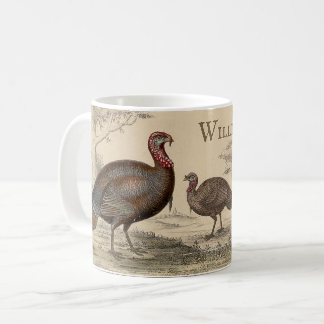 Thanksgiving Vintage Family Name Monogram Coffee Mug (Front Left)