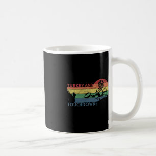 Thanksgiving Vintage Retro Turkey and Touchdowns F Coffee Mug