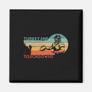 Thanksgiving Vintage Retro Turkey and Touchdowns F Magnet