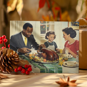 Thanksgiving Vintage Turkey Family Dinner Postcard