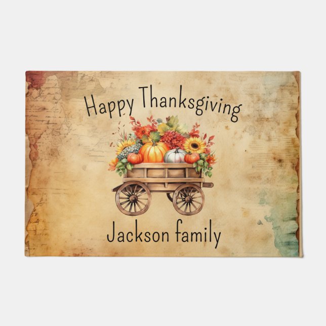 Thanksgiving Warm Welcome - Personalised Door mat (Front)
