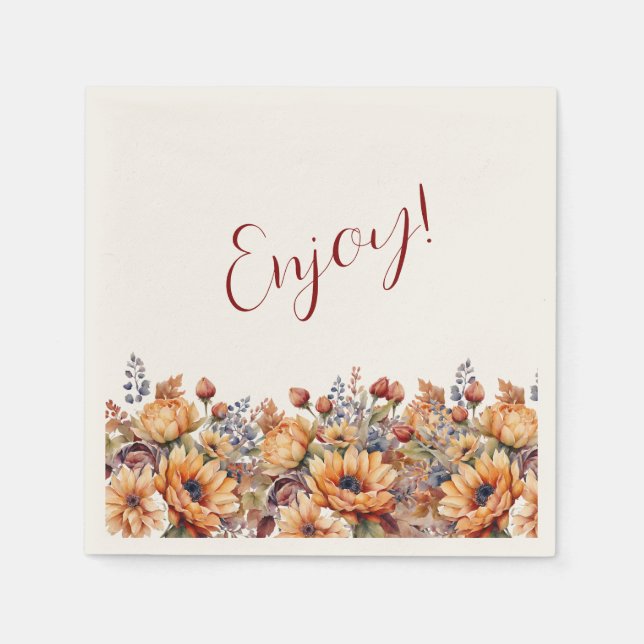 Thanksgiving-Watercolor and Flowers- Napkin (Front)