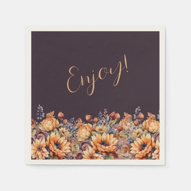 Thanksgiving-Watercolor and Flowers- Napkin (Front)