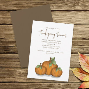 Thanksgiving Watercolor Elegant Pumpkins Classic  Invitation