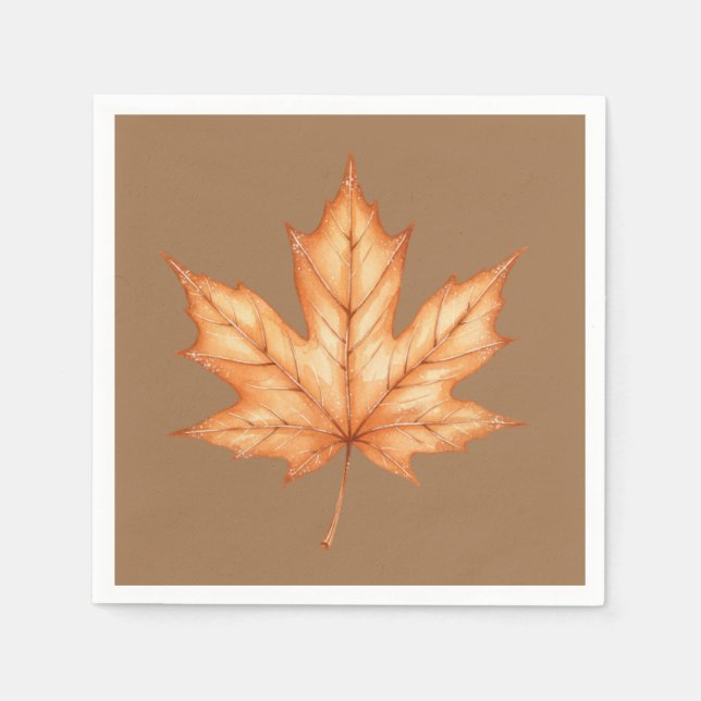 Thanksgiving Watercolor Fall Leaf Napkin (Front)