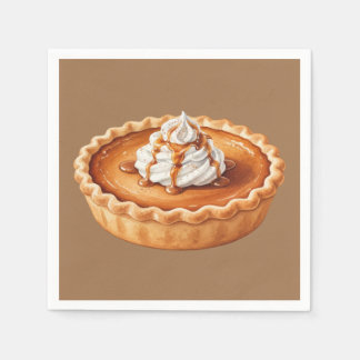 Thanksgiving Watercolor Fall Pumpkin Pie Napkin