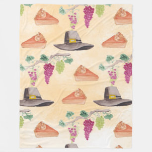 thanksgiving watercolor fleece blanket