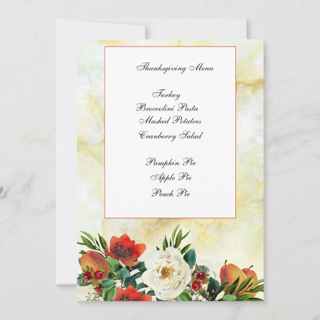 Thanksgiving Watercolor Flower Stationery Invitation (Front)