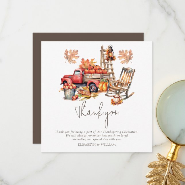 Thanksgiving watercolor illustration  thank you card (Front/Back In Situ)