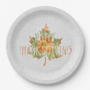 Thanksgiving - Watercolor Leaf Paper Plate